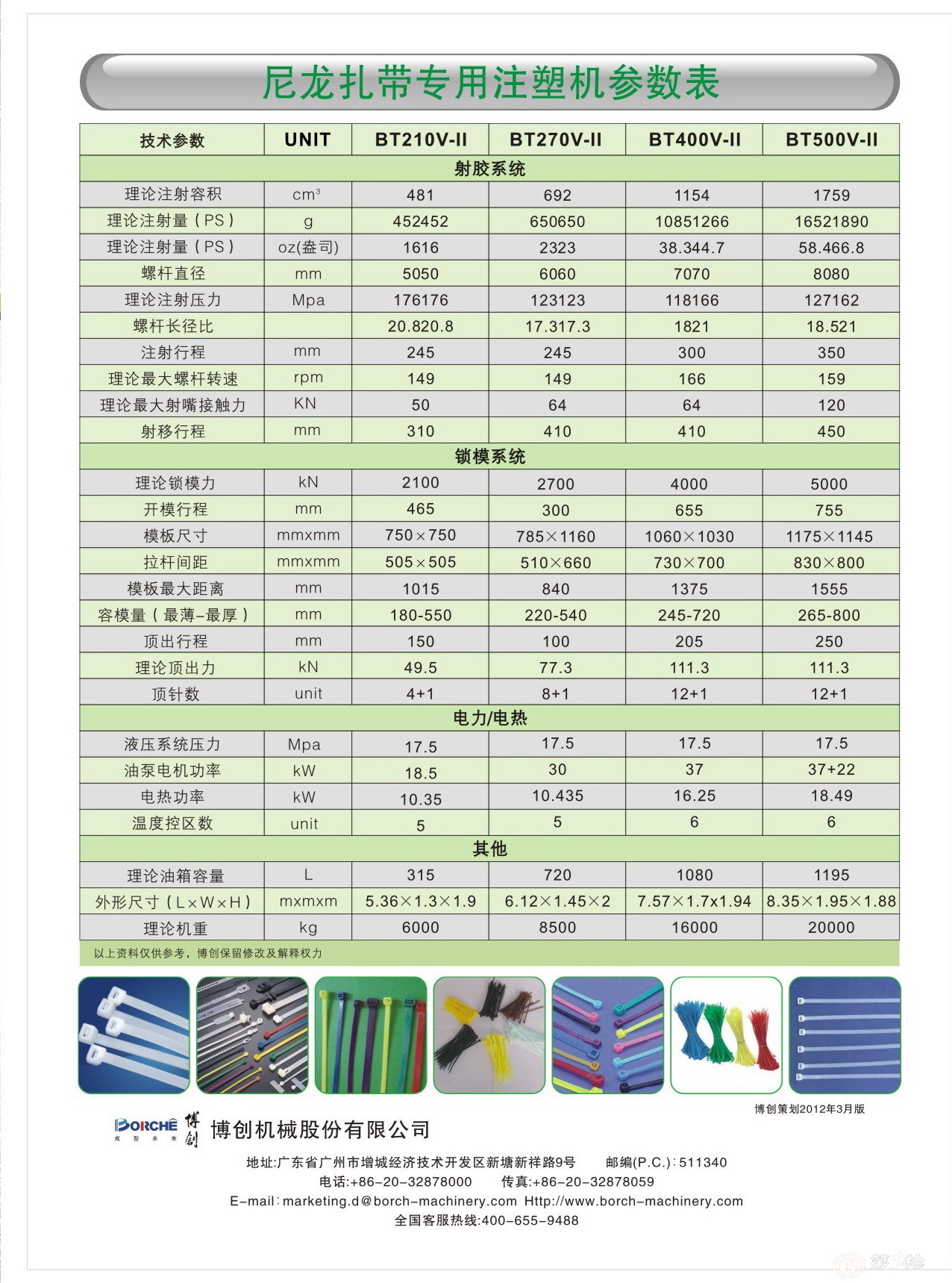 210-500t尼龙扎带广州博创注塑机