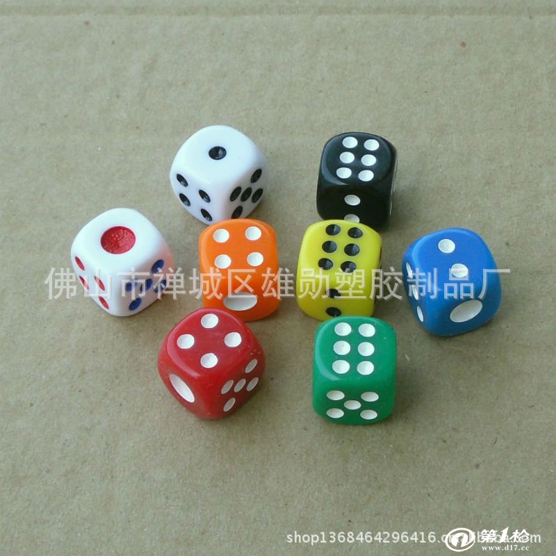 14号普通点数色子 新料彩色骰子亚克力筛子塑胶骰子 可定制logo