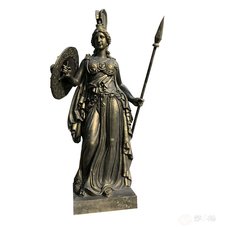 玻璃钢西方女战神铜塑像古罗马勇士雕像铸铜拿盾牌欧式女神雕塑