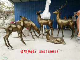 鹿雕塑-玻璃钢仿铜鹿雕塑制造商