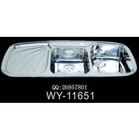 爱尔兰双盆带板不锈钢水槽WY-11651
