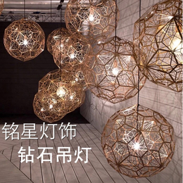 钻石球吊灯艺术蚀刻网球仿金属多边形不锈钢灯创意圆球圆形吊灯