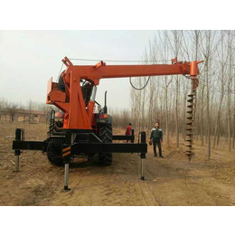电力水泥杆立杆钻洞设备 拖拉机挖坑立杆一体机