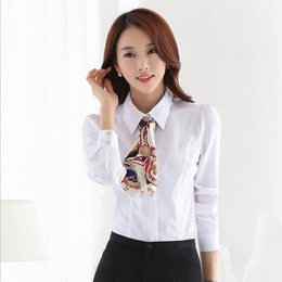 韩国夏季新款长袖衬衣女士修身白衬衫大码女上衣