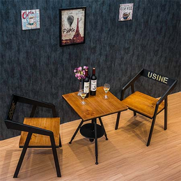 美式铁艺咖啡厅休闲餐桌椅复古实木奶茶店桌椅组合厂家批发