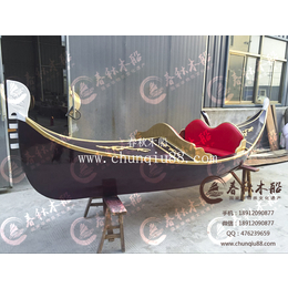 欧式木船 ****定制贡多拉小木船 酒红色木船 观光装饰