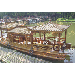 中式单亭木船 定制双亭观光木船 手划船 休闲摄影木船