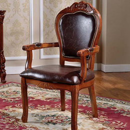 欧式客厅餐椅 欧式书桌椅 扶手椅 实木雕花餐椅 复古餐椅