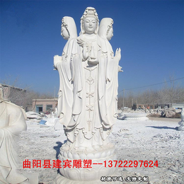 大型观音像石雕三面观音雕塑定制加工观音菩萨雕刻