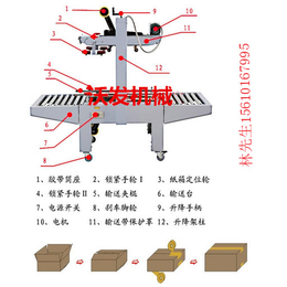 安徽6050饮料纸箱上下胶带封箱机 合肥花生油纸箱胶带封箱机