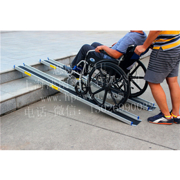 厦门双条伸缩便携金刚砂防滑轮椅铝坡板*