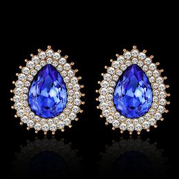 奢华蓝色锆石女式耳环 饰品生产厂家生产 厂家*