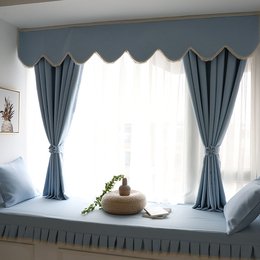 简约现代窗帘成品全遮光卧室阳台平面窗落地窗