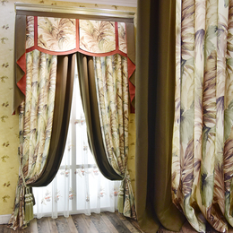 简约现代清新提花客厅卧室拼接棉麻遮光窗帘