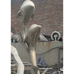 不锈钢海豚雕塑  不锈钢动物园景点雕塑