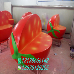 玻璃钢西红柿凳树脂圣女果椅子番茄凳子*园卡通水果椅凳雕塑