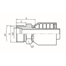 公制外螺纹平面24度内锥面轻系列 液压接头