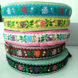 现货刺绣彩色织带 电脑提花带 涤纶民族风装饰带提花织带