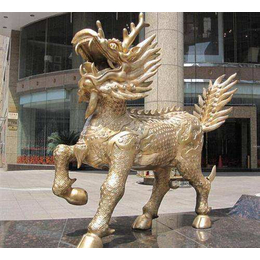 供应铜雕动物麒麟雕塑企业门口摆件雕塑