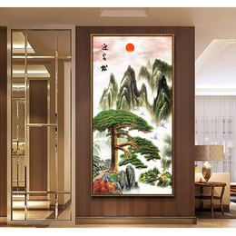 新中式走廊玄关过道装饰画 竖版客厅办公室壁画山水禅意画挂画