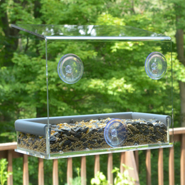 厂家供应七彩云有机玻璃鸟笼喂食盒透明户外投食箱缩略图
