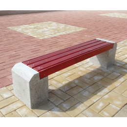 张家口市公园小区石材长条石椅 户外休闲塑木公园椅*厂家