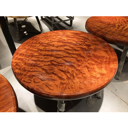巴西花梨圆桌整板无拼接纯实木圆盘水波纹原木餐桌