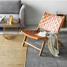 现代创意设计编织沙发时尚北欧实木沙发咖啡厅酒店休闲沙发椅定制