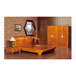 汇品轩中式双人床 金丝檀木大床1.8米双人床实木床妆台实木四门衣柜