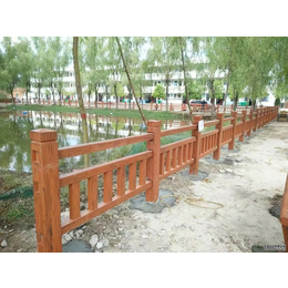 池塘仿木护栏图片大全 河道水泥仿木栏杆工程厂家安装施工案例
