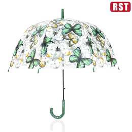 RST女式蝴蝶透明雨伞加厚防*长柄拱形阿波罗伞