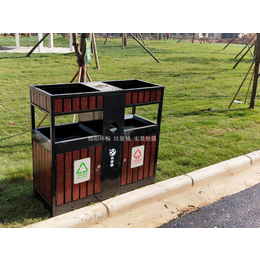 供应广元市区分类垃圾箱 户外钢木垃圾箱 果皮箱