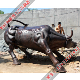 华尔街铜牛雕塑加工|张掖铜牛雕塑|怡轩阁铜雕厂
