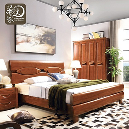 现代简约中式实木家具卧室组合中式全实胡桃木缩略图