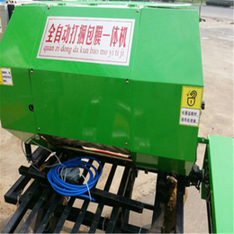 广西省皇竹草铡草粉碎打捆包膜机 大型机组打捆包膜一体机视频