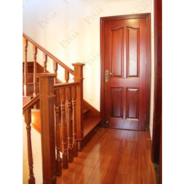 品家楼梯 红木色实木楼梯颜色 榉木材质定制楼梯 上海楼梯