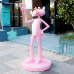 河北玻璃钢粉红豹雕塑 园商场美陈卡通雕塑摆件