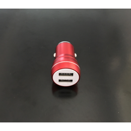 汽车手机充电器双USB铝合金车充安全锤车充5V2.4A