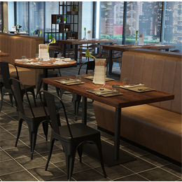 现代简约小户型餐桌 椅组合奶茶店咖啡厅小方桌卡座实木餐厅桌椅缩略图