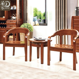胡桃木全实木三件套茶几休闲椅组合原色边几小茶几休闲简约边桌