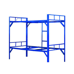 厂家*员工宿舍铁架床 上下铺双层角铁床 工人蓝色铁架床