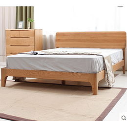 实木白橡木双人床环保卧室家具
