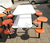西安餐桌 员工食堂玻璃钢圆凳4人位连体餐桌椅批发缩略图1