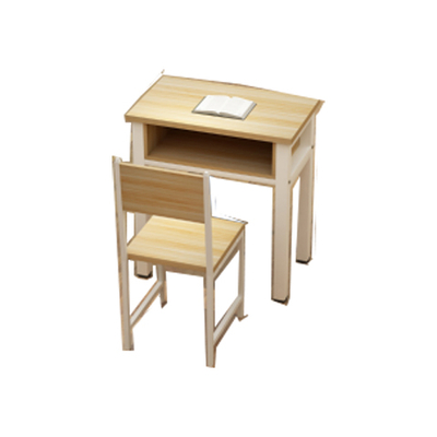 中小学单人四脚单层固定实木课桌椅