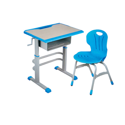 中小学单柱套管升降塑封多层板课桌椅
