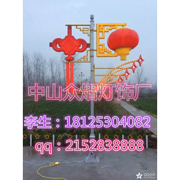 灯杆灯箱中国结户外发光广告牌景观造型吸塑中国结花纹亮红光