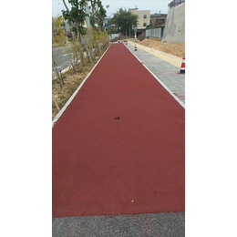 九江彩色防滑路面-弘康彩色路面施工-红色陶瓷颗粒路面