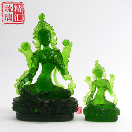 西藏拉萨琉璃佛像定做 琉璃密宗藏传佛像 琉璃绿度母佛像工厂