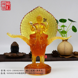 北京琉璃佛像工艺品厂家 琉璃孔雀明王*母 古法琉璃工艺品