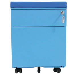 宝石蓝彩色侧开式二抽屉办公活动移动储物文件资料柜